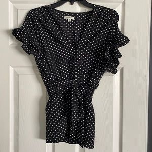Black polka dot blouse